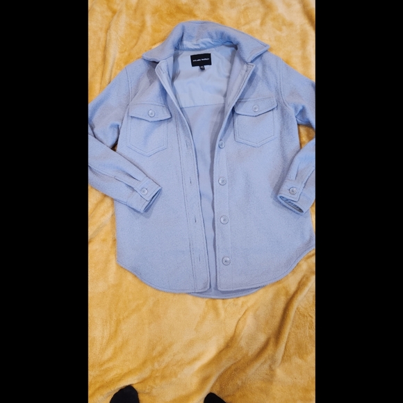 Women's Hilary Radley Over-Sized Button Jacket Size S Small Soft Smoky Gray EUC - Picture 2 of 6